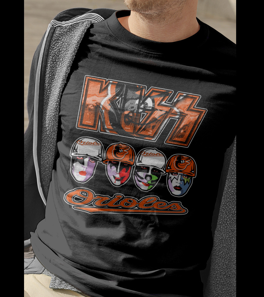 Kiss Orioles Baltimore Face Paint Baseball Crossover T-Shirt