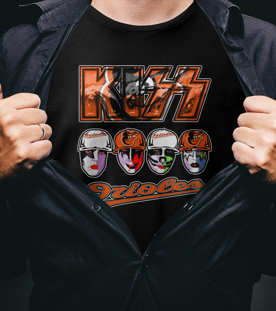 Kiss Orioles Baltimore Face Paint Baseball Crossover T-Shirt
