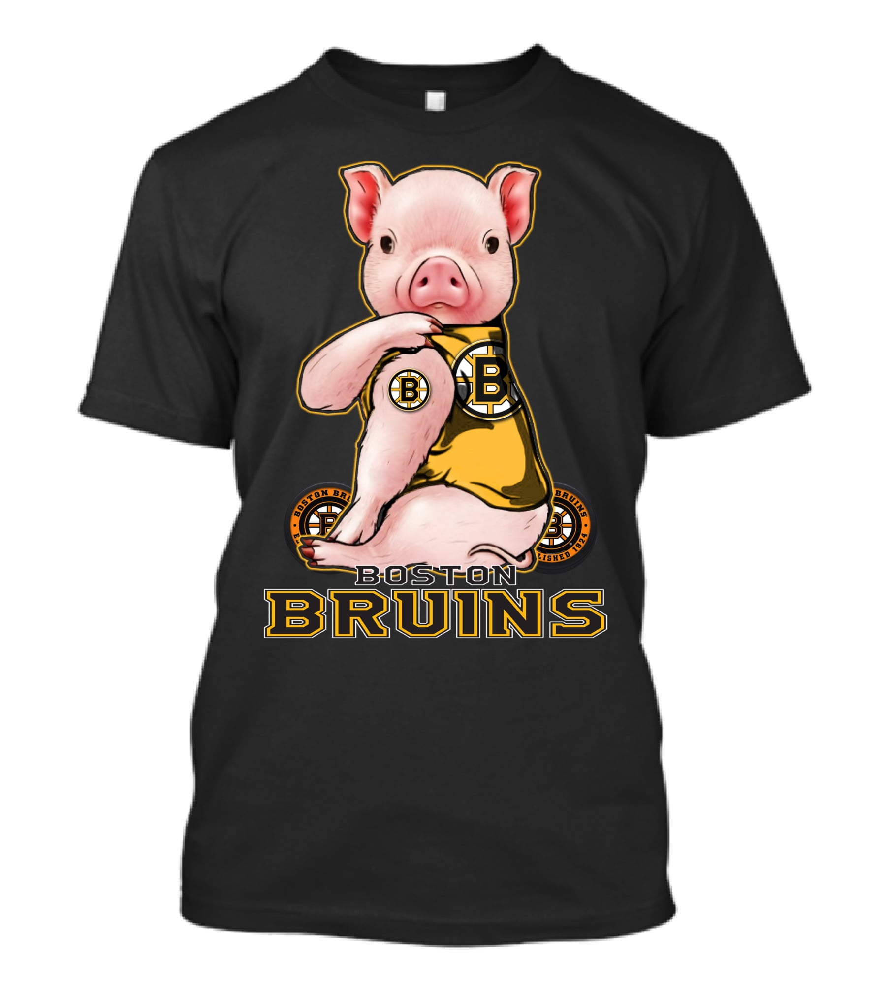 Boston Bruins Pig Wearing Team Uniform T-Shirt