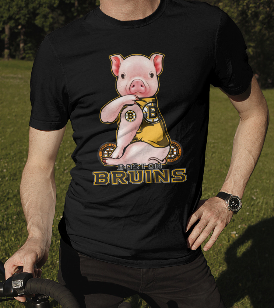 Boston Bruins Pig Wearing Team Uniform T-Shirt