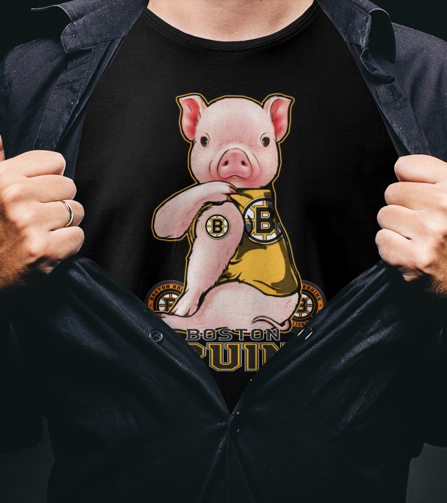 Boston Bruins Pig Wearing Team Uniform T-Shirt