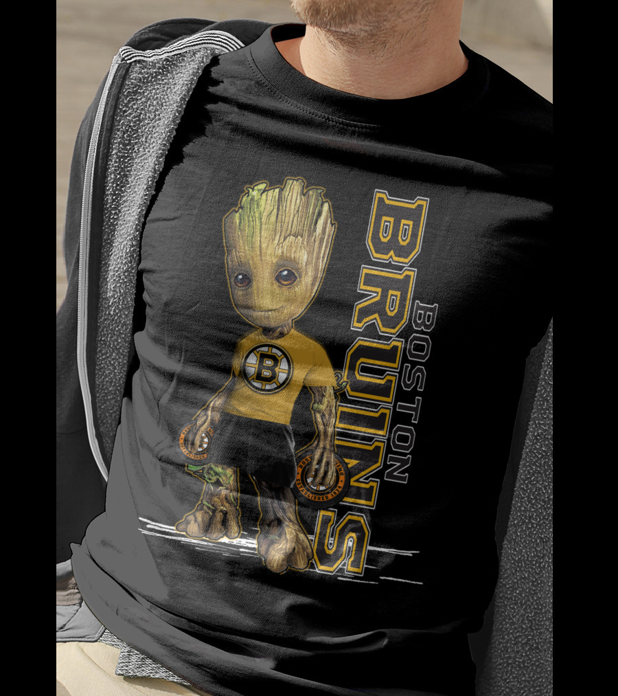 Groot Boston Bruins NHL Hockey Character Crossover T-Shirt