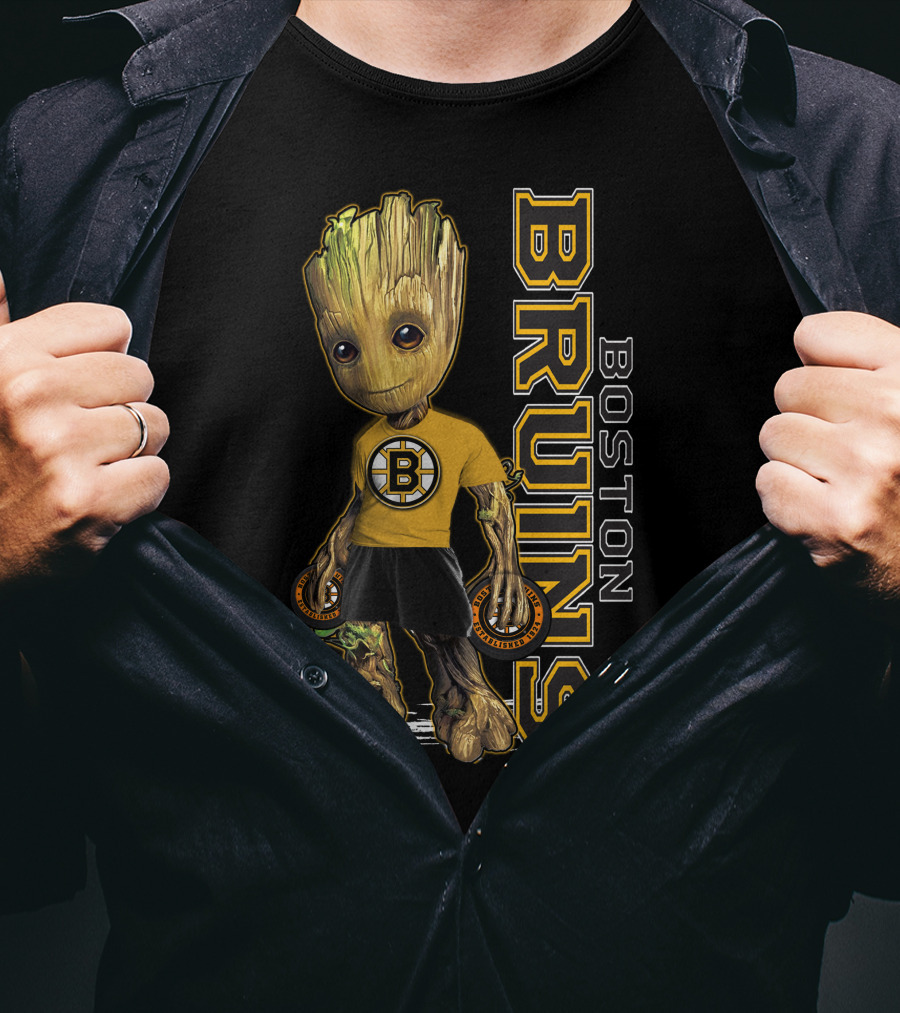 Groot Boston Bruins NHL Hockey Character Crossover T-Shirt