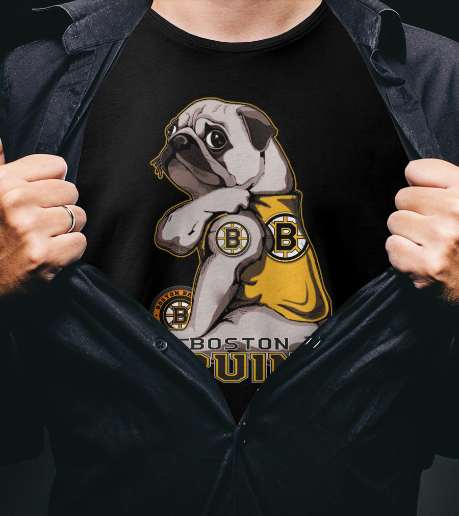 Pug Wearing Boston Bruins Jersey T-Shirt