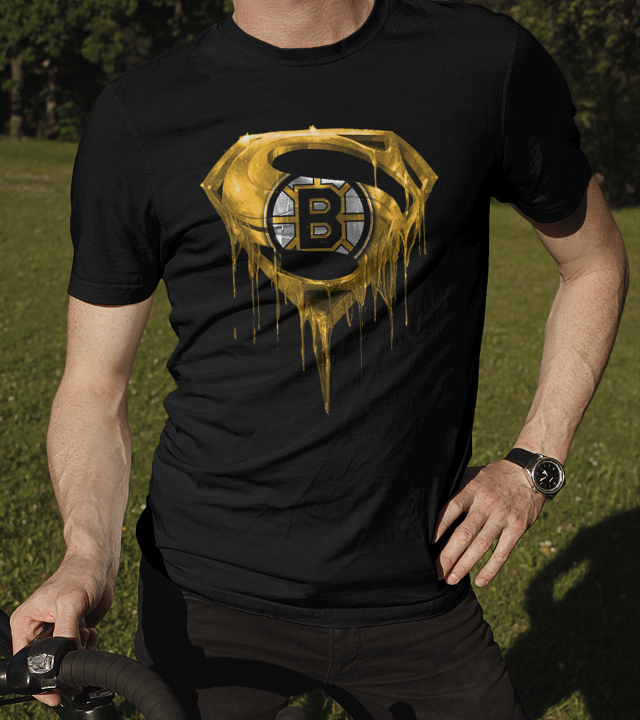 Boston Bruins Dripping Gold Superman T-Shirt