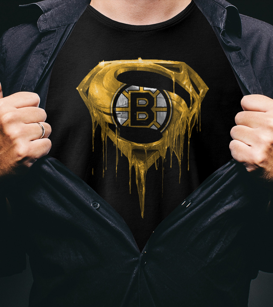 Boston Bruins Dripping Gold Superman T-Shirt