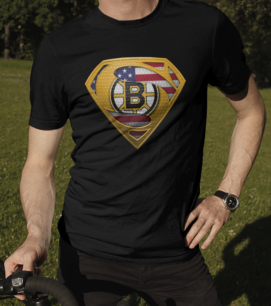 Superman Boston Bruins American Flag T-Shirt
