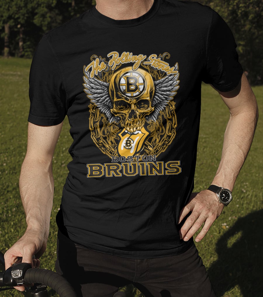 The Rolling Stones Boston Bruins Skull And Wings Iconic Collaboration T-Shirt