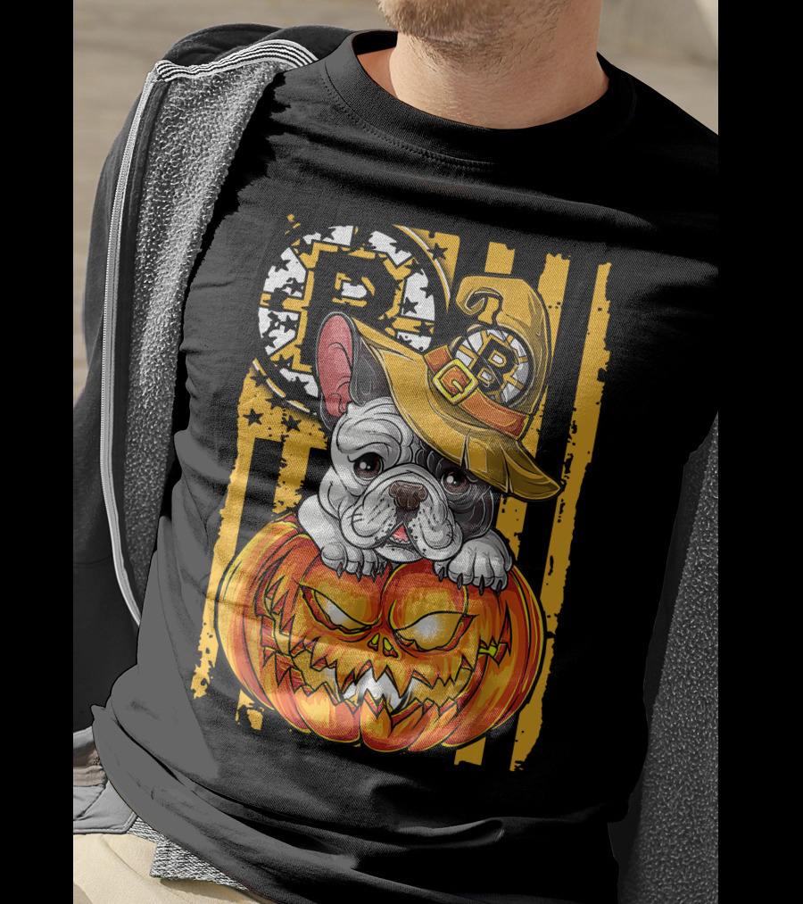 Bulldog Halloween Boston Bruins Pumpkin Magic T-Shirt