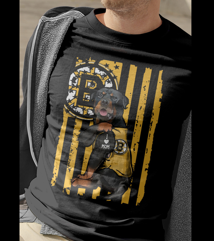 Rottweiler Boston Bruins I Love Mom T-Shirt