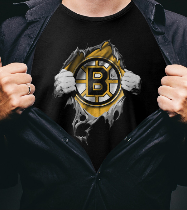 Boston Bruins Torn Ripped T-Shirt