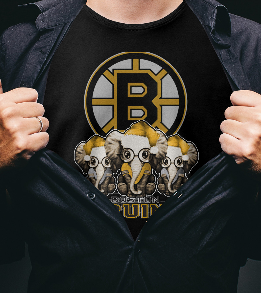 Boston Bruins Elephant Xmas T-Shirt