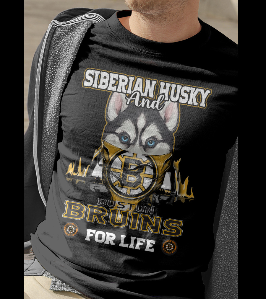 Siberian Husky And Boston Bruins For Life T-Shirt