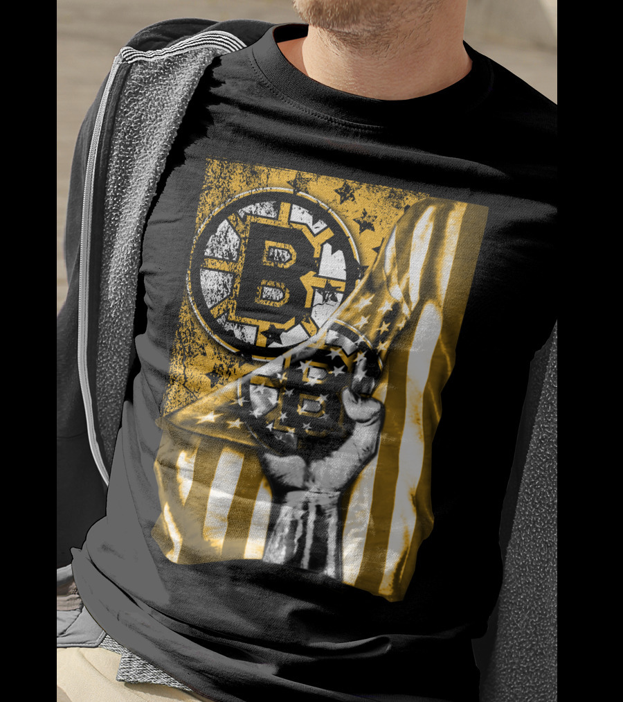 Boston Bruins American Flag Emblem T-Shirt