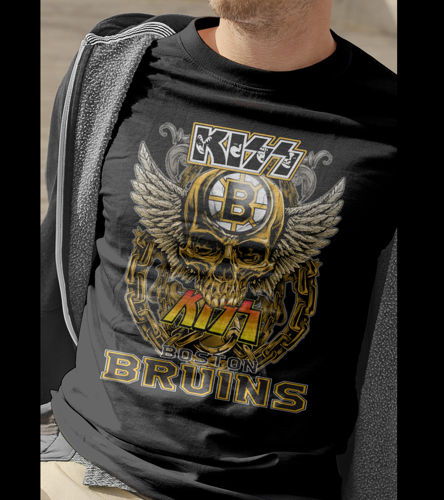 Kiss Boston Bruins Skull Wings T-Shirt