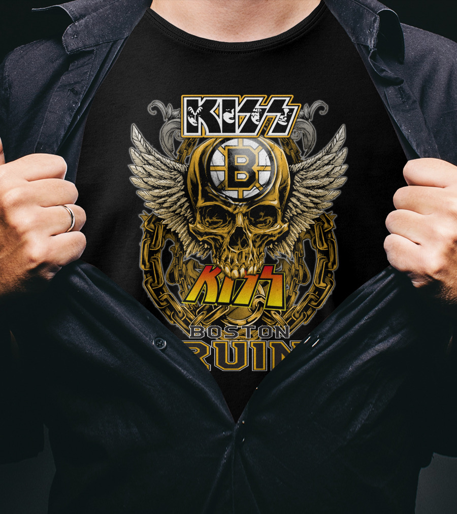 Kiss Boston Bruins Skull Wings T-Shirt