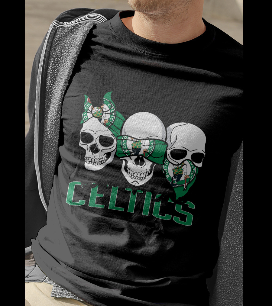 3 Skull Celtics Boston Bandana T-Shirt