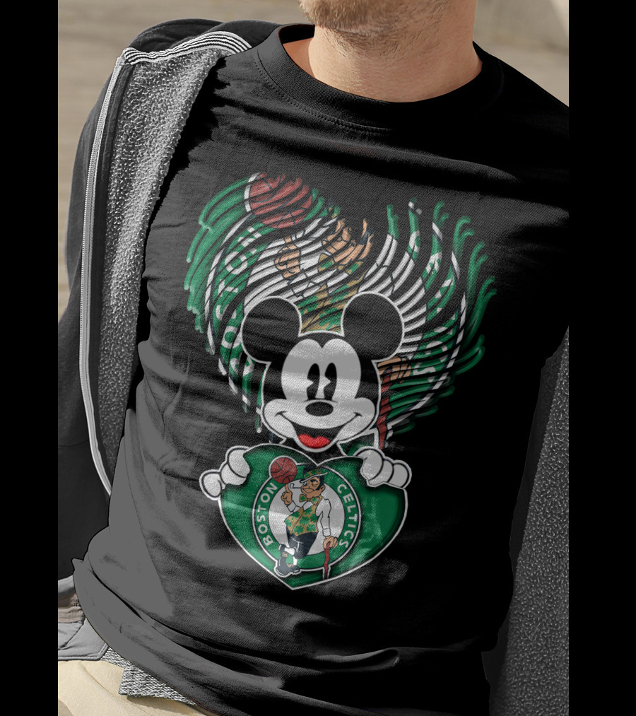 Mick Mouse Boston Celtics Basketball Fan Logo Mashup T-Shirt