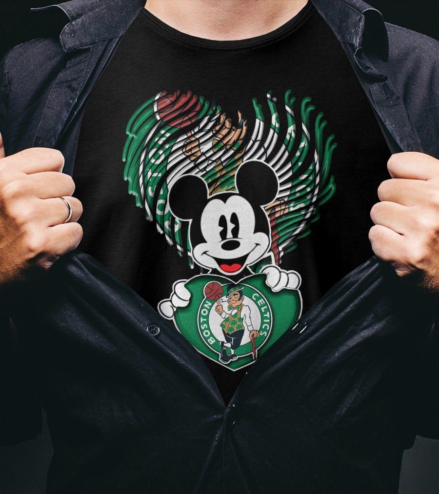 Mick Mouse Boston Celtics Basketball Fan Logo Mashup T-Shirt