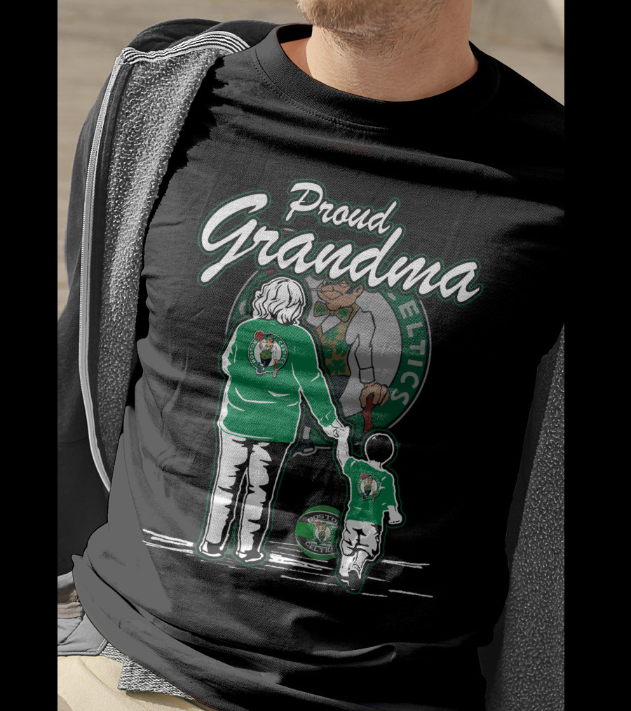 Proud Grandma Boston Celtics Celtics Logo Family Fan T-Shirt