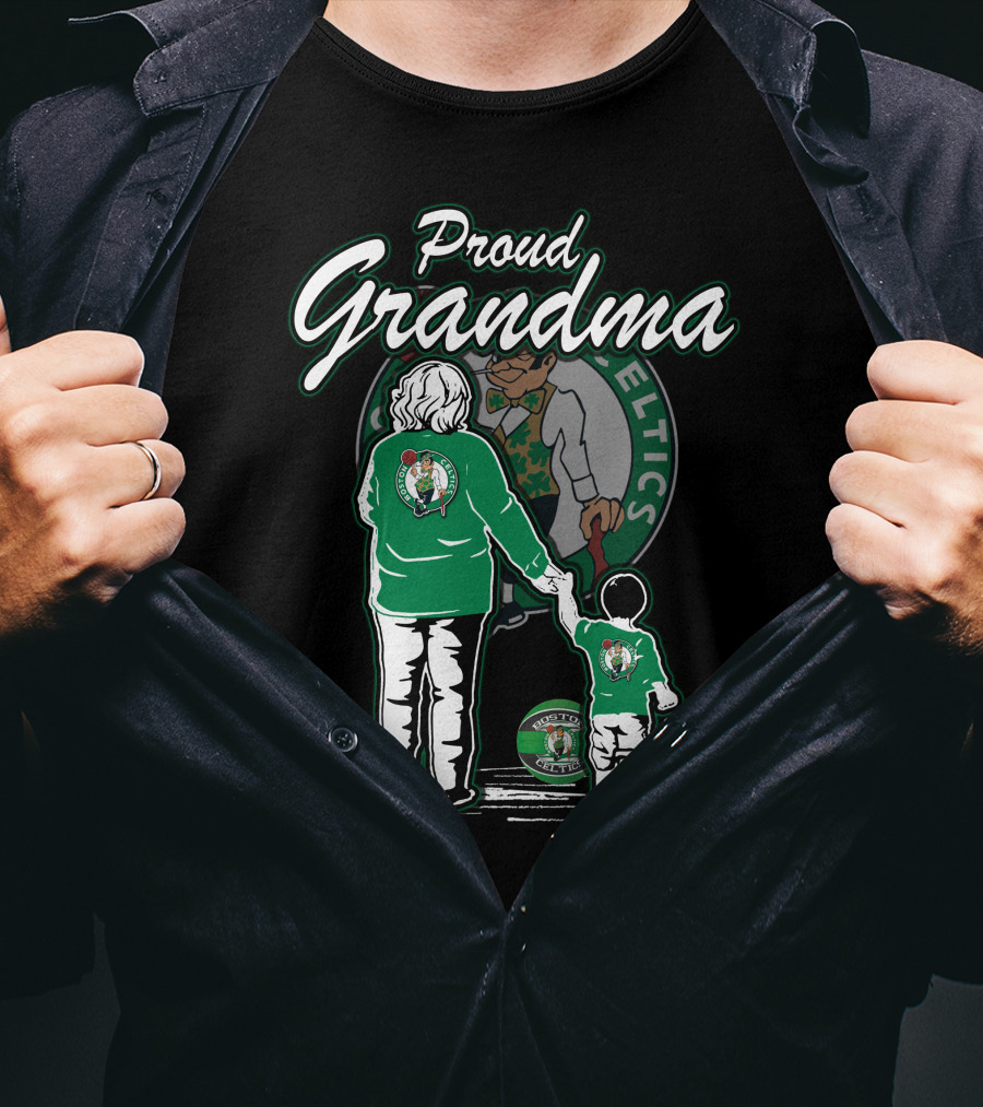 Proud Grandma Boston Celtics Celtics Logo Family Fan T-Shirt