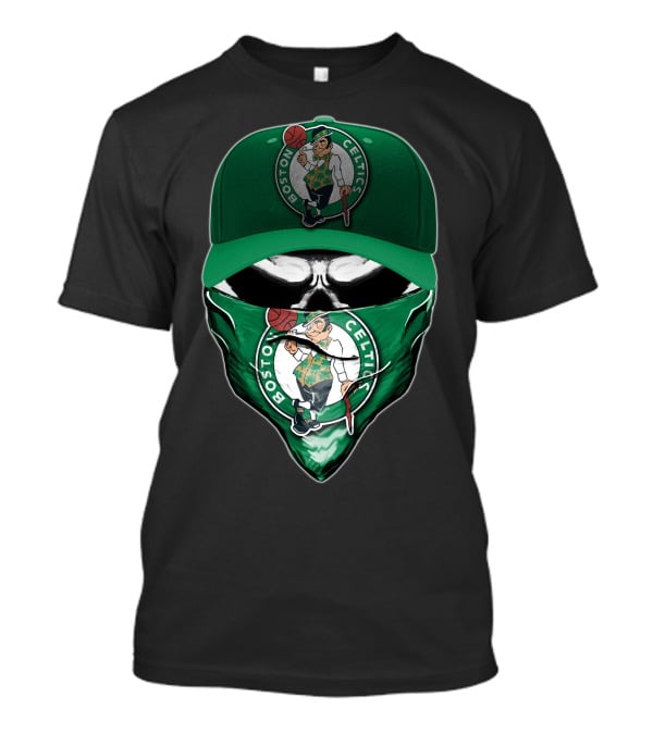 Boston Celtics Skull Mask Green Hat T-Shirt