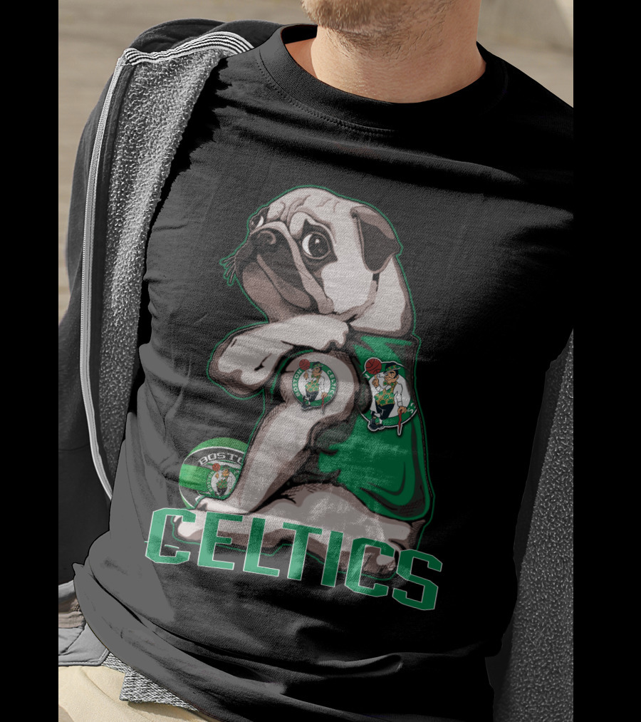 Pug Celtics Boston Basketball Fan Iconic Team T-Shirt