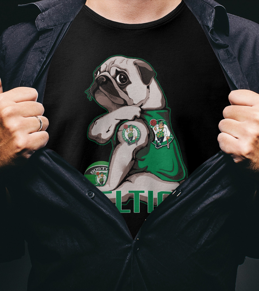 Pug Celtics Boston Basketball Fan Iconic Team T-Shirt