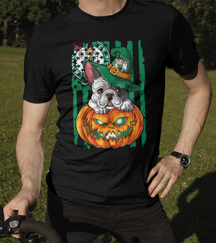 Bulldog Halloween Boston Celtics Pumpkin Hat T-Shirt