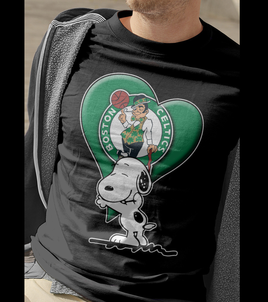 Snp V1 Boston Celtics Heart With Snoopy T-Shirt