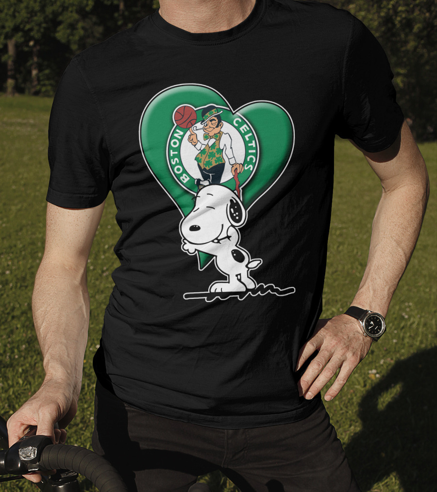 Snp V1 Boston Celtics Heart With Snoopy T-Shirt