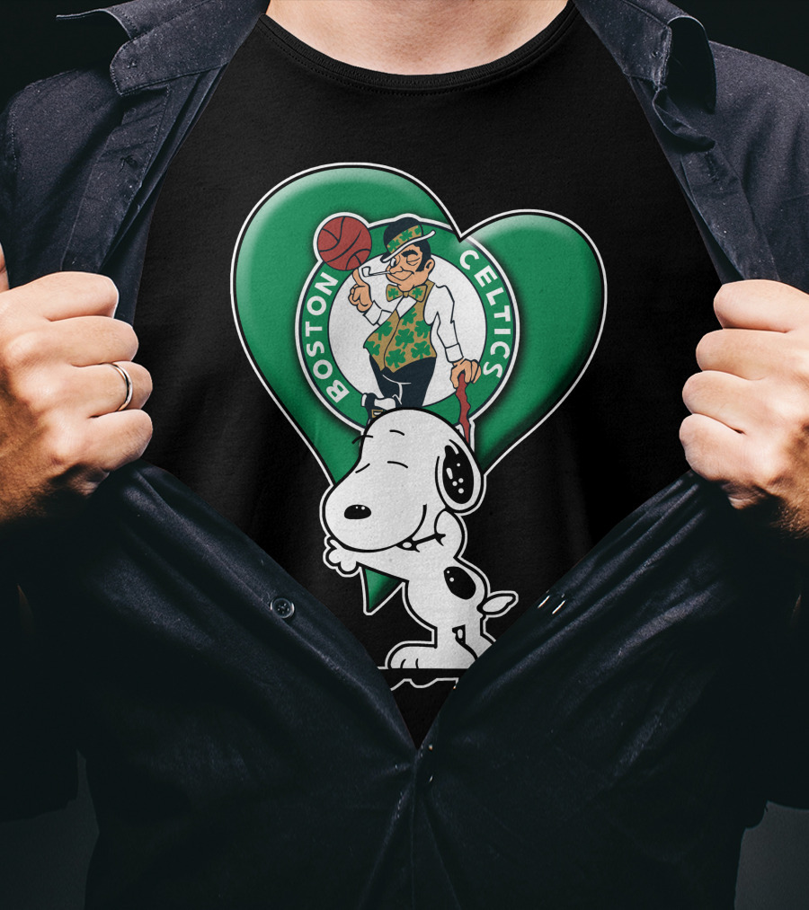 Snp V1 Boston Celtics Heart With Snoopy T-Shirt