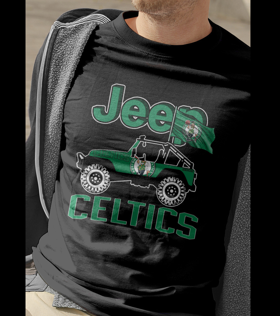 Jeep Celtics Boston Basketball Flag T-Shirt