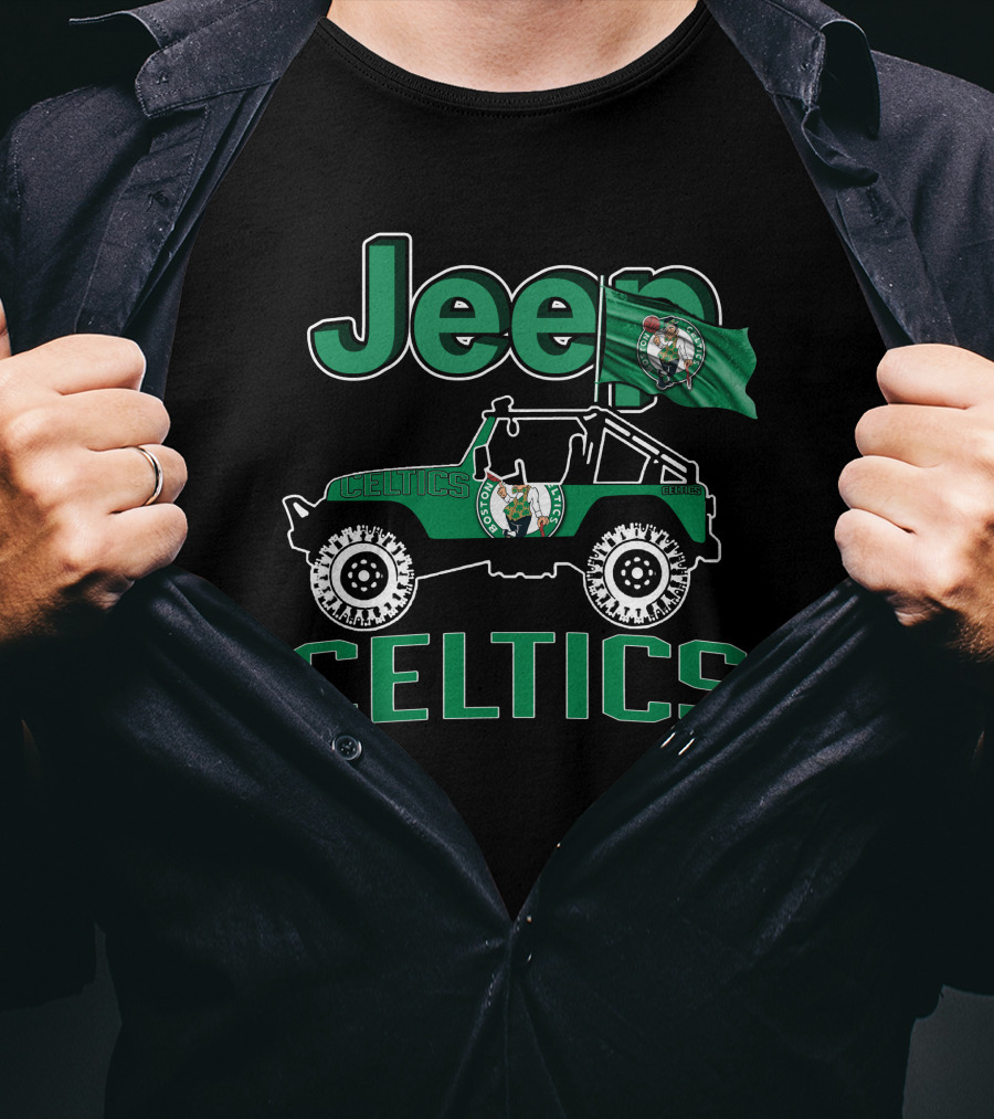 Jeep Celtics Boston Basketball Flag T-Shirt