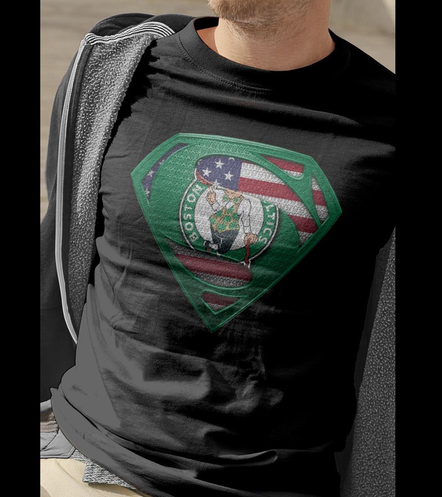 Boston Celtics American Flag Shield Logo Spm T-Shirt