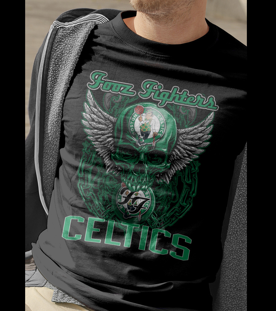 Foo Fighters Boston Celtics Winged Skull T-Shirt