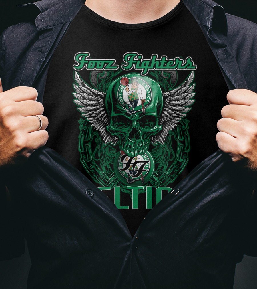 Foo Fighters Boston Celtics Winged Skull T-Shirt