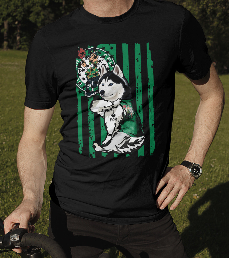 Boston Celtics Siberian Husky Mom Fan T-Shirt