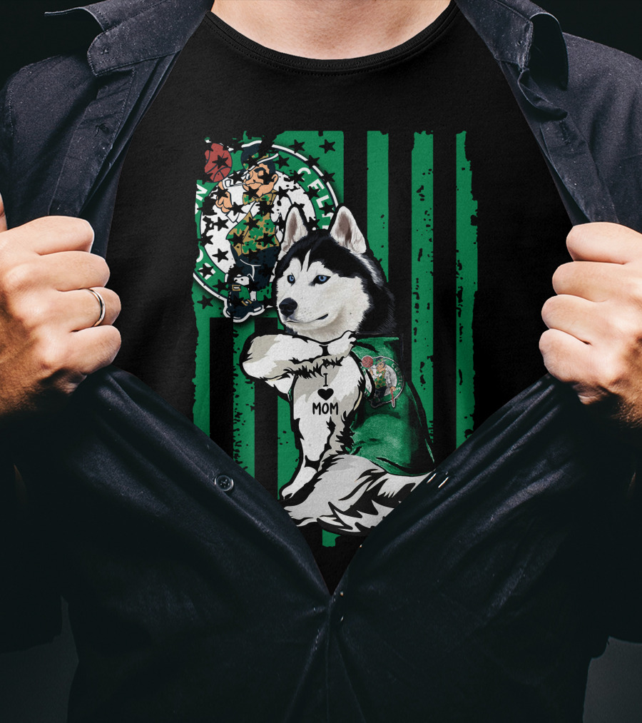 Boston Celtics Siberian Husky Mom Fan T-Shirt