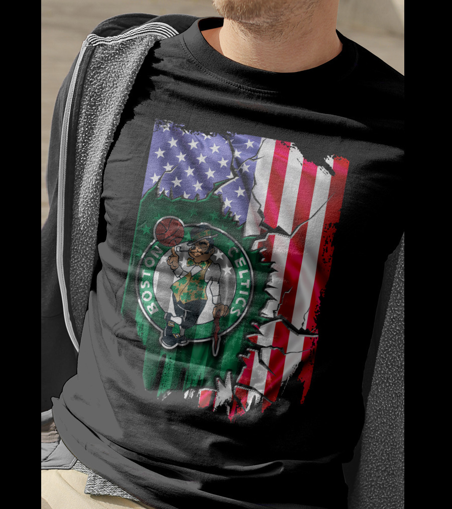 American Flag Boston Celtics T-Shirt