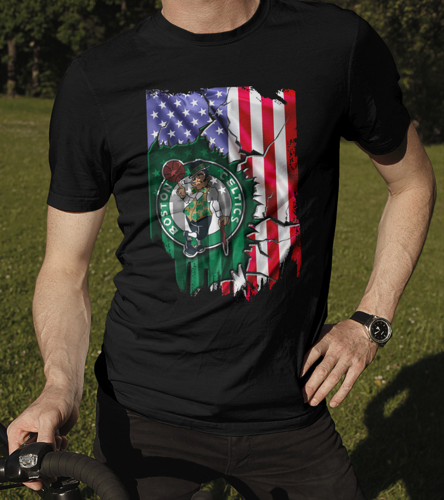 American Flag Boston Celtics T-Shirt