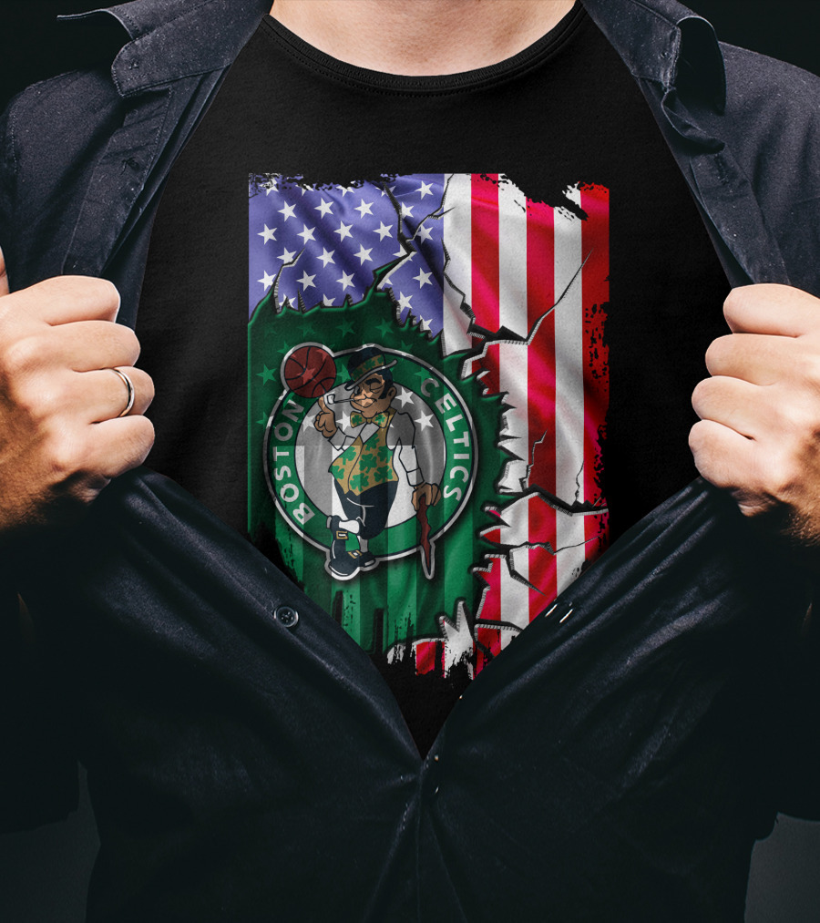 American Flag Boston Celtics T-Shirt