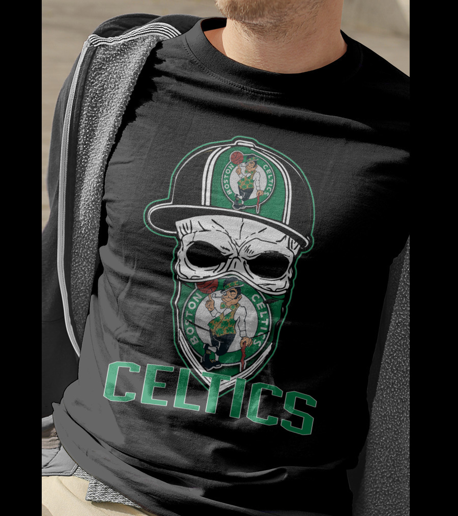 Boston Celtics Skull Hat T-Shirt