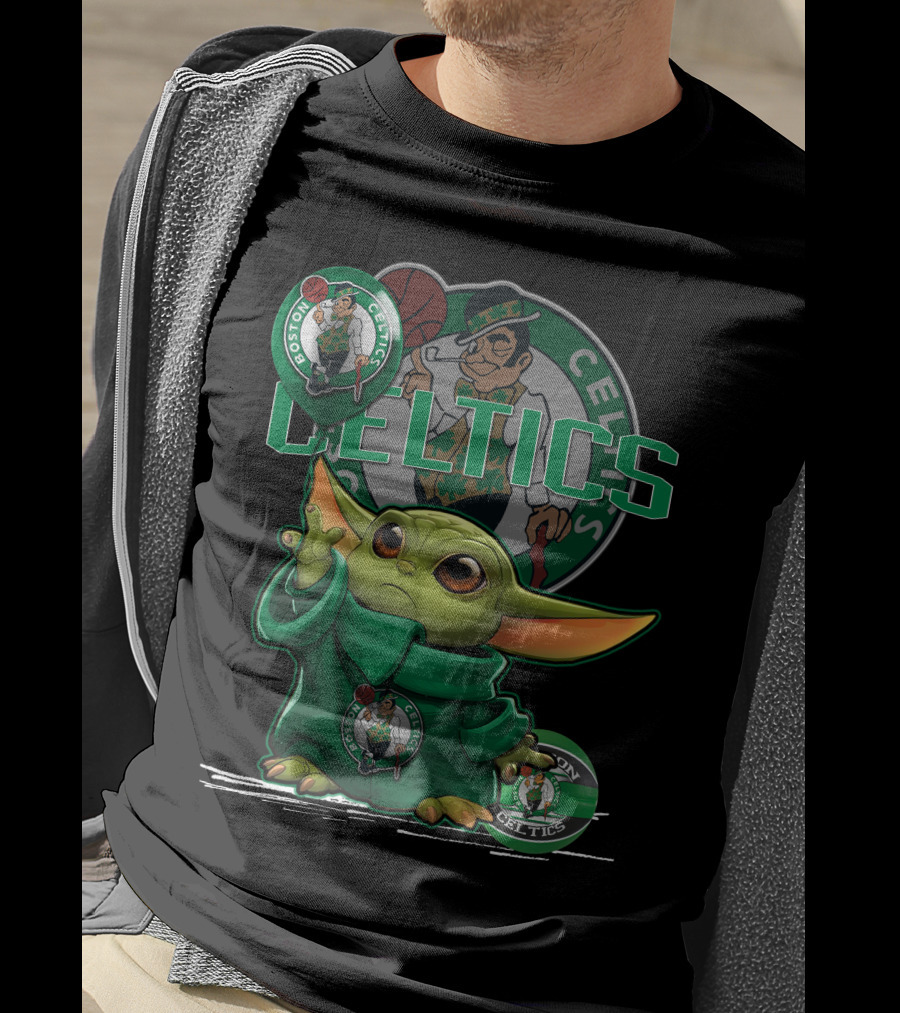 Yoda Celtics Boston Team Basketball Mashup T-Shirt