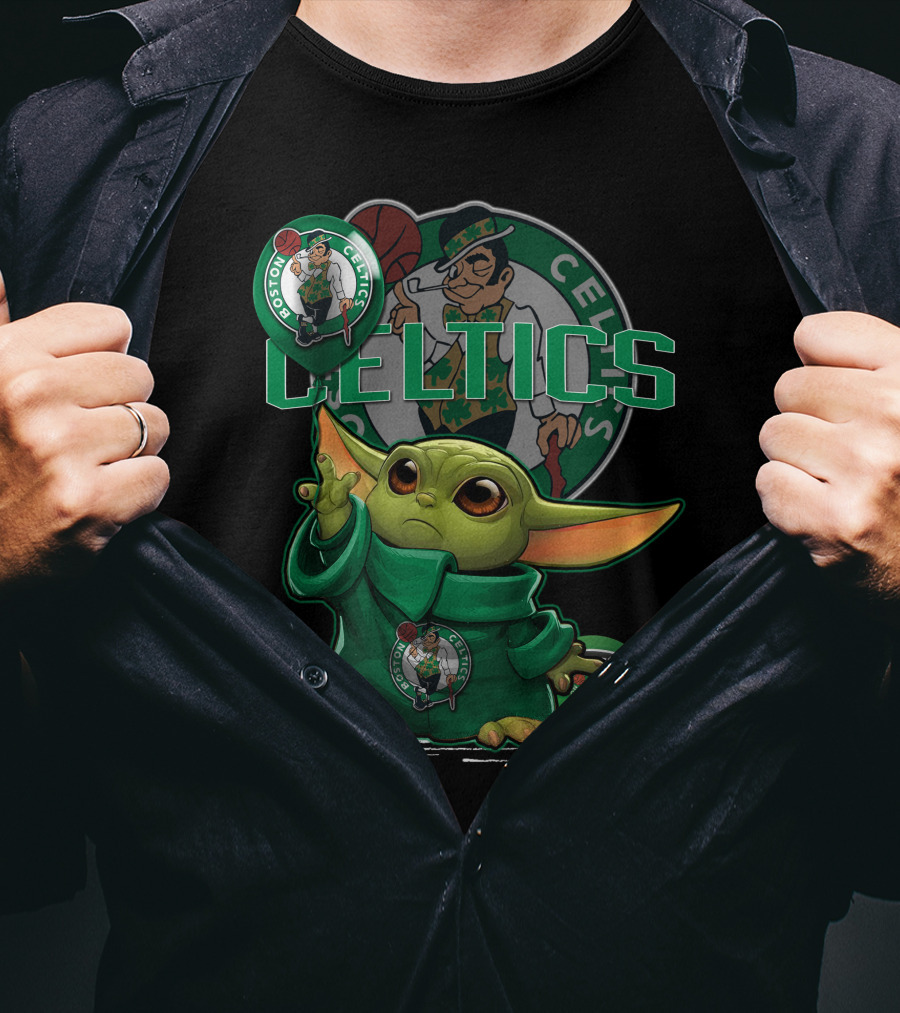 Yoda Celtics Boston Team Basketball Mashup T-Shirt