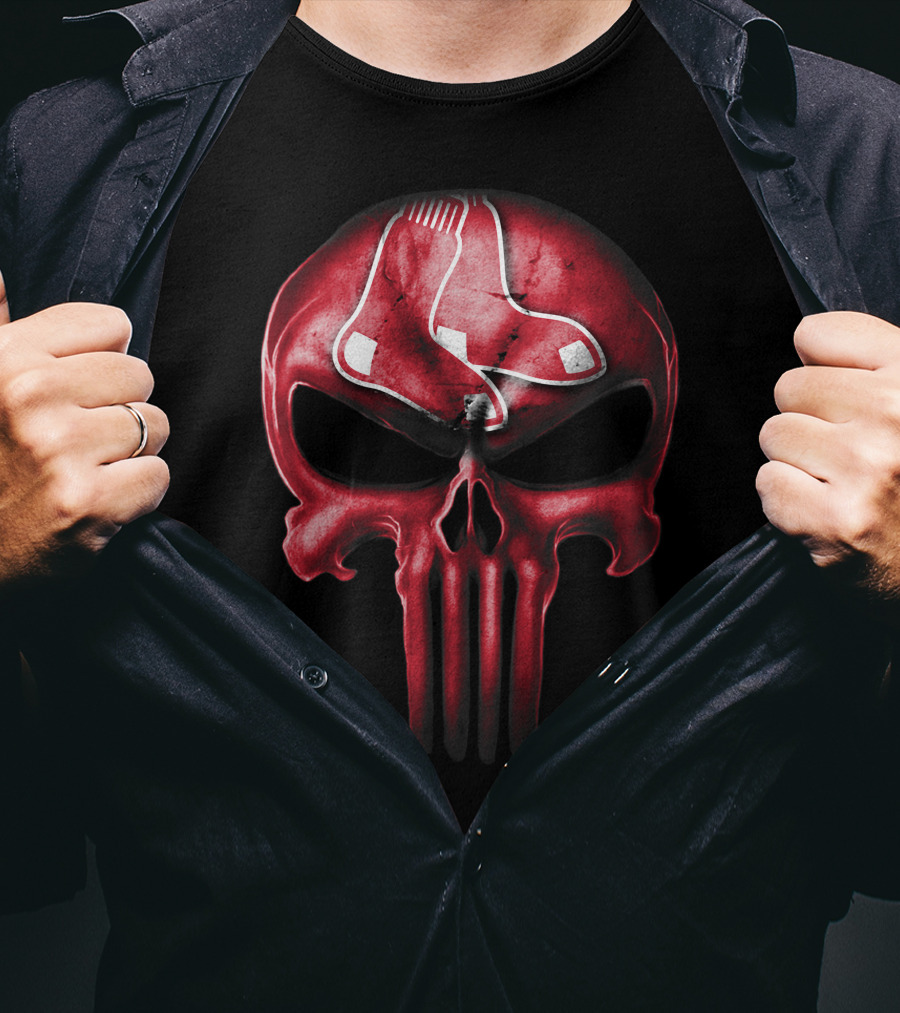 Boston Red Sox Skull Punisher Logo Sox T-Shirt