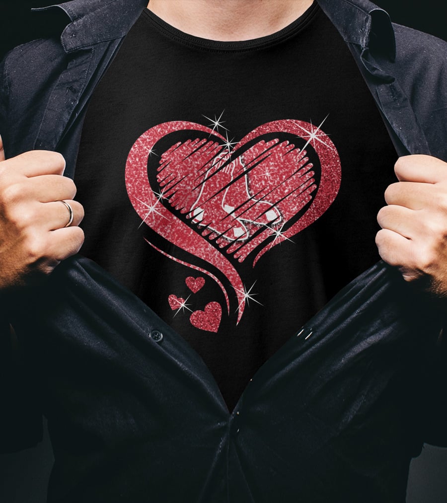 Heart Diamond Boston Red Sox Sparkle Love T-Shirt