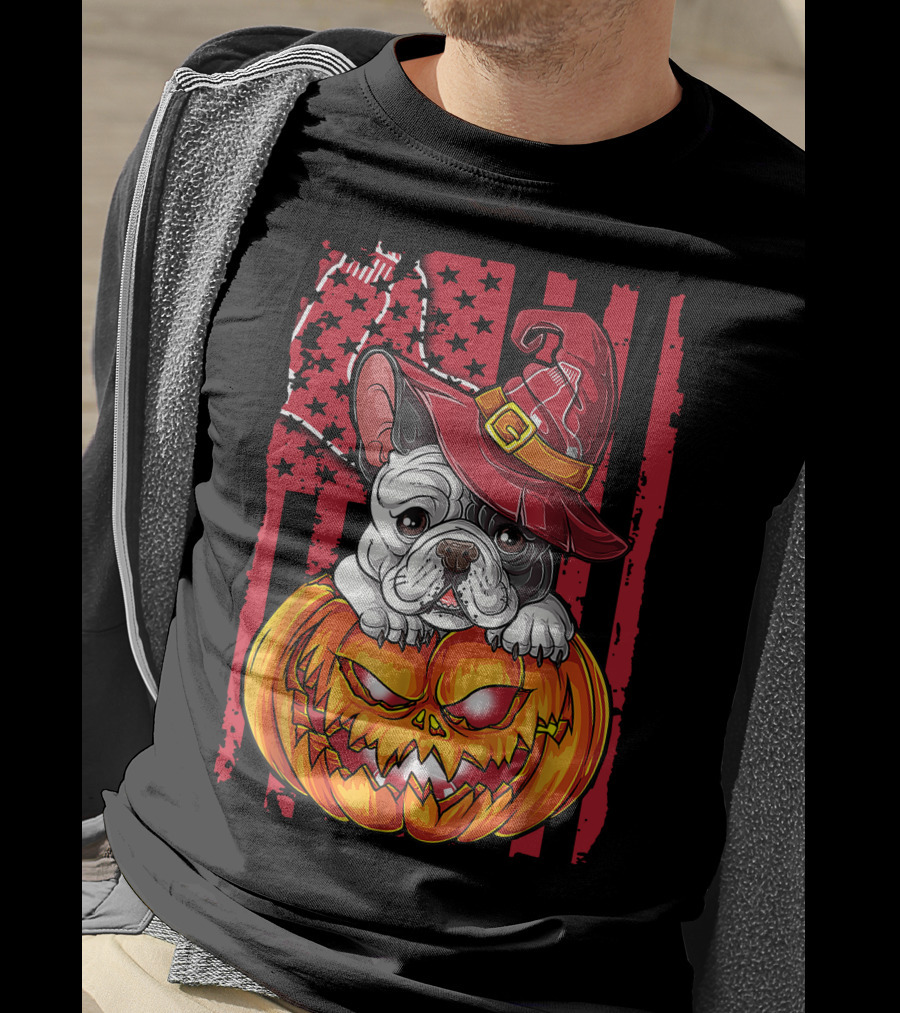 Hlw Bulldog Boston Red Sox Halloween Jack-O'-Lantern T-Shirt