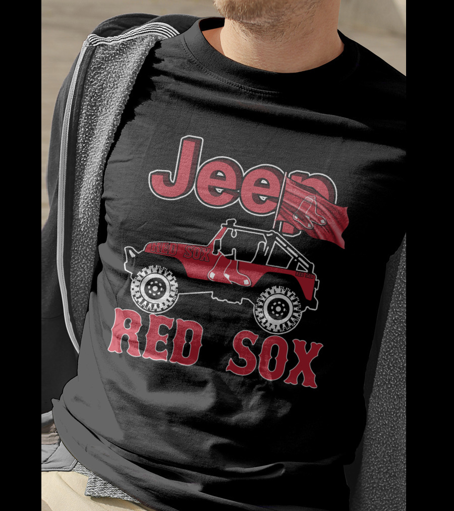 Jeep Boston Red Sox Off-Road Vehicle With Red Flag And Sox T-Shirt