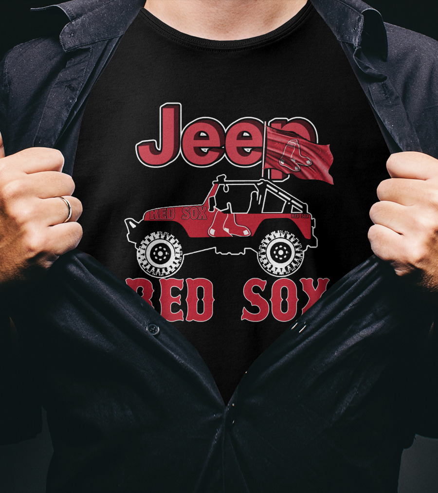 Jeep Boston Red Sox Off-Road Vehicle With Red Flag And Sox T-Shirt
